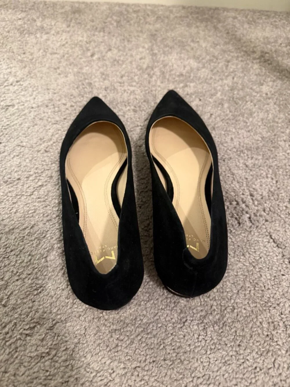 Marc Fisher Black Suede Pointed Toe Flats Women's Dress Shoes